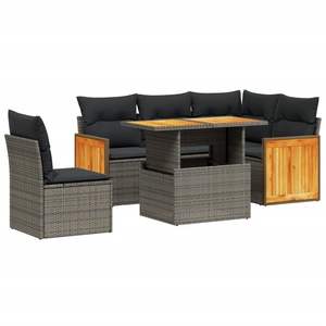 Set Divano da Giardino Modulare in Rattan PE Beige a 6 Pezzi - Collezione Arredamento da Giardino - Product Image 2