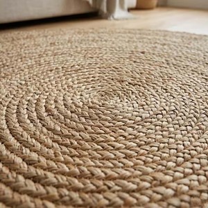 Round Braided Jute <b>Rug</b> Natural Woven Area Carpet Eco Friendly <b>Boho</b> Farmhouse Living Room Bedroom Floor Decor Handmade - Product Image 2