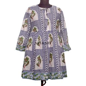 Vestido Formal de Punto de Algodón 100% Hecho a Mano, Estilo Dulce, Estampado a Mano, Cintura Natural, Ropa de Verano - Product Image 1