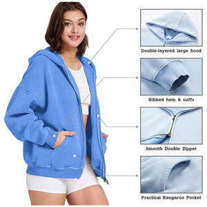 Mens Oversized Zip Hoodie Acid Wash Heavyweight <b>Sweatshirt</b> <b>Vintage</b> Casual Hooded Jacket Fall Winter Fashion Custom Front - Product Image 3