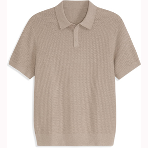 Chemise à manches courtes pour homme, couleur unie, respirante, coupe décontractée, longueur normale, tricotée, 100 % coton, logo numérique sur le devant - Product Image 1