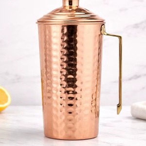 Copper jug set for luxury inspired family dining <b>water</b> serving metal set with <b>glasses</b> durable reusable kitchen dining drinkware - Product Image 1