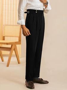 Pantalon de Costume Homme Style Italien Nouveau Uni Taille Haute Qualité Supérieure Coupe Slim Formel Décontracté Business 100% Fermeture Éclair - Product Image 5