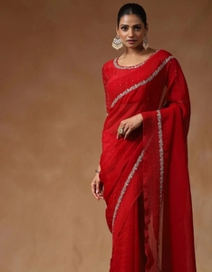 KV Embellished Bollywood <b>Tissue</b> Saree - Product Image 3