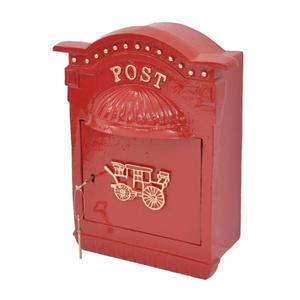 Boîte aux lettres robuste rouge, revêtement de qualité supérieure, pour jardin, fixation murale, style antique, abordable, pour décorations de Noël et de fêtes. - Product Image 1