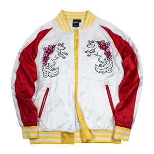Custom Embroidered Front Logo Eco-Friendly Satin Bomber <b>Jacket</b> 100% Polyester Sporty Unisex - Product Image 2