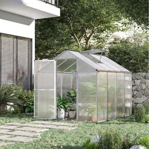 Serre de jardin en polycarbonate 8 L x 6 W avec aération de toit, serre d'hiver pour hobby avec gouttière pour la ventilation du jardin - Product Image 2