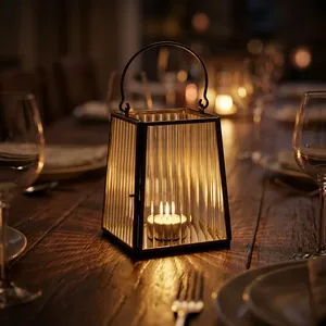 ARTISAN DESIGN Metal Lantern Decorative Lantern Black Finish Premium Quality Home Wedding Gift <b>Candle</b> Light <b>Dinner</b> Made in India - Product Image 1
