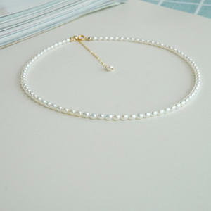 Collier en perles d'eau douce de 3-4 mm, collection automne-hiver, argent 925, design irrégulier, simple et original pour femmes - Product Image 4