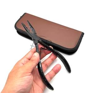 Three Holes 7 Inch Black Glossy Micro Nano Beads <b>Hair</b> Extension Stainless Steel Perfect <b>Grip</b> OEM Service - Product Image 6
