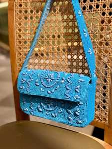 Sac à main rectangulaire violet fait main avec broderie tortue, perles de verre, lavable, pour usage quotidien, artisanat textile - Product Image 2