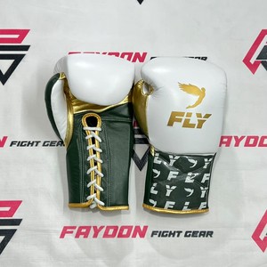 Gants de boxe en cuir véritable blanc camouflage, personnalisés avec nom et logo imprimés, lacés, fabriqués à la main au Pakistan - Product Image 2