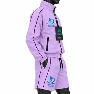 <b>Men's</b> <b>Purple</b> Windbreaker <b>Suit</b> Set Sporty Polyester Shorts Breathable Stand Collar Spring Wear - Product Image 4
