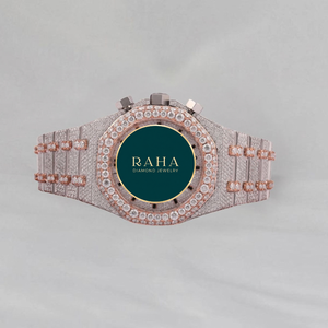 Montre mécanique automatique en acier inoxydable avec diamants Moissanite VVS personnalisés, résistante à l'eau 3 ATM, verre 41 mm, entièrement sertie de pierres, luxe unisexe - Product Image 1