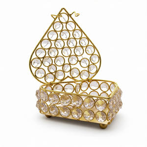 Caja de Joyería en Forma de Corazón, Decoración para el Hogar, Chapada en Oro, de Acero Inoxidable y Cristal, Venta Directa de Fábrica - Product Image 1