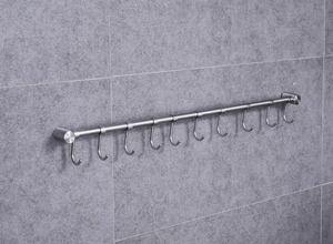OEM/ODM Vietnam Wall Mount Kitchen Organizer Rail with 10 <b>S</b> <b>Hooks</b> Pot Pan Lid Storage Rack - Product Image 5