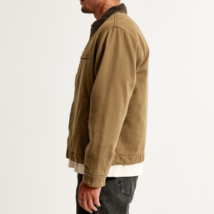 Heavyweight <b>Canvas</b> <b>Jacket</b> For Men With Logo Embroidery Cotton <b>Canvas</b> Work <b>Jacket</b> With Zipper Closure - Product Image 2