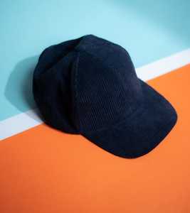 Unisex <b>Navy</b> Corduroy <b>Baseball</b> <b>Cap</b> 6-Panel Fitted Solid Color Casual Spring Summer Hat Adult Style - Product Image 1