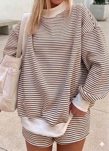 เสื้อสเวตเชิ้ตผ้าฟลีซคอเต่าสำหรับผู้หญิงไซส์ใหญ่ ระบายอากาศได้ดี แห้งเร็ว ลายทาง สไตล์ฤดูใบไม้ร่วงและฤดูหนาว - Product Image 6