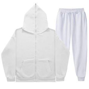 Custom Logo Winter Casual Zip-Up Sports 100% Cotton Tracksuits <b>Men</b> High Quality Unisex <b>Jacket</b> <b>Track</b> Pants Set Adjustable Zipper - Product Image 4