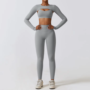 Wholesale Plus Size Fitness <b>Women</b> Gym Yoga Wear Clothing Workout Sportswear Butt <b>Lift</b> Pants <b>Women</b> 4 Piece Yoga Sets - Product Image 4
