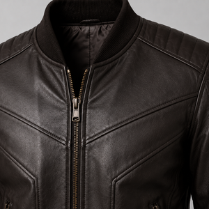 Chaqueta Bomber de Cuero Genuino con Cuello Alto y Cierre de Cremallera - Duradera, Moderna, Ajustada, Deportiva, Sólida y Personalizable - Product Image 6