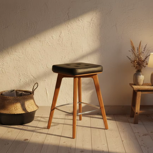 เก้าอี้บาร์ทรงเหลี่ยม ทำด้วยมือจากไม้สักแท้  ตกแต่งแบบธรรมชาติ ดีไซน์ทันสมัย เป็นมิตรกับสิ่งแวดล้อม ทนทาน เหมาะสำหรับโรงแรม คาเฟ่ และโครงการรีสอร์ท - Product Image 4