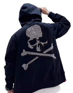 Sweat à capuche zippé oversize personnalisé style streetwear, délavé à l'acide, effet vieilli, ourlet brut, vintage, style hip-hop, 100% coton, anti-humidité - Product Image 1