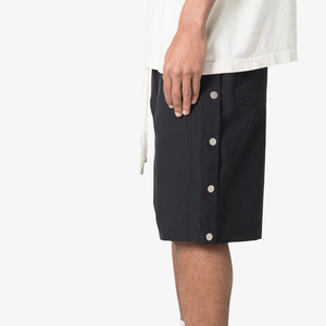 Shorts décontractés pour hommes en polyester/coton noir respirant, tricotés, avec logo imprimé sur le devant et cordon de serrage à la taille, style sport - Product Image 2