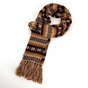 Unisex <b>Winter</b> <b>Scarf</b> with Bohemian Stripes ODM/OEM Custom Pattern Jacquard Warm Soft Wool Knit Traditional Design for Men <b>Women</b> - Product Image 1