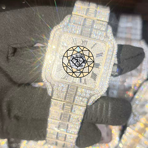 Reloj Hip Hop con Incrustaciones de Diamantes, Tono Plateado, Caja Cuadrada con Números Romanos, Reloj de Diamantes para Hombre - Product Image 3