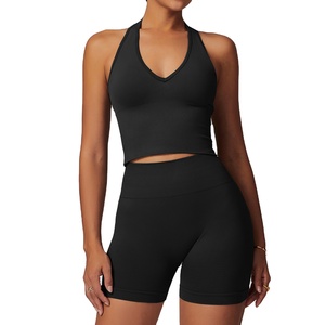 Ensemble 2 pièces pour femmes 2022 Yoga Short Outfit Tops deux pièces et leggings taille haute pour femmes 2026 - Product Image 2