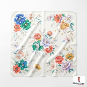 High Quality Custom Printed Short <b>Scarf</b> Fabric OEM ODM Private Label Textile Manufacturer Fashion Accessories Export Supplier - Product Image 3