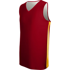Red V-Neck Sleeveless Basketball Jersey Unisex Moisture Wicking Polyester Regular Fit All Seasons Sublimated Print - Product Image 1