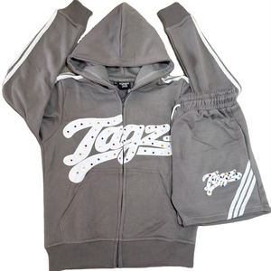 Conjunto de Sudadera con Capucha y Pantalones Cortos de Dos Piezas para Hombre, Personalizado con Logotipo, en Felpa Francesa 100% Algodón, Impresión Serigráfica y Bordado, Estilo Urbano - Product Image 1