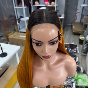 Peluca frontal de cabello virgen vietnamita 100% doblemente estirado, liso, color marrón miel, HD transparente para encaje, 300gr, 250% de densidad - Product Image 2