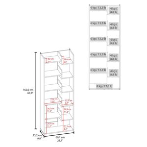 Clover 67\" Tall Free-standing 6 Tier Dark <b>Walnut</b> <b>Bookcase</b> for Home Office & Living Room Storage Cabinet Bookshelf - Product Image 3