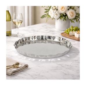 Stainless Steel Serving Platter <b>Large</b> Round Metal Food <b>Tray</b> Durable Mirror Finish Serving Plate for Restaurant Catering - Product Image 2