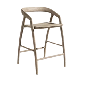 Modern Scandinavian Outdoor <b>Bar</b> Chair Solid Teak Curved Backrest Ergonomic Counter Height <b>Stool</b> Premium Resort Furniture - Product Image 4