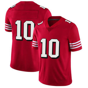 Custom Men's Black American Football Jersey Number 7 <b>Red</b> V-Neck Short Sleeve Moisture Wicking Polyester Team Uniform - Product Image 3
