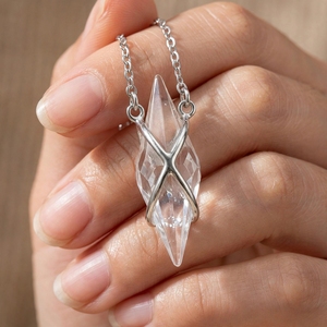 Collier Pendentif Classique en Cristal de Quartz Clair Naturel 25mm, Laiton Plaqué Rhodium, Or, Or Rose, Argent, Bijoux en Pierres Précieuses, Vente en Gros - Product Image 1