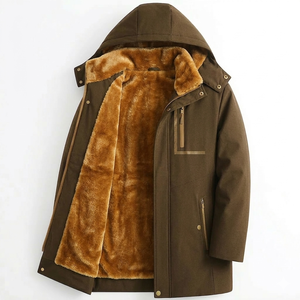 Veste parka d'hiver épaisse pour homme, résistante à l'eau, doublée de polaire, avec capuche et doublure en fausse fourrure - Product Image 2