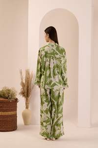 Ensemble de pyjama pour femmes en coton 100% imprimé paon et jardin, doux et respirant, vêtements de nuit pour femmes, vêtements de détente, été, printemps - Product Image 6