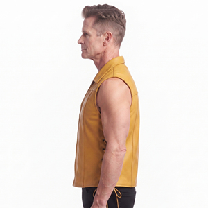 Chaleco de Cuero para Hombre, Sin Mangas, Estilo Motero, con Botones, Chaleco de Cuero Genuino para Motocicleta - Product Image 3