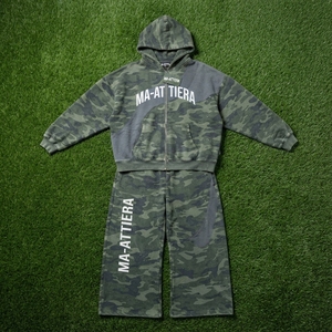 Conjunto de Sudadera con Capucha y Pantalones Deportivos de Camuflaje Verde para Hombre, Corte Holgado, Estilo Urbano, Personalizable OEM ODM, Venta al Por Mayor - Product Image 5