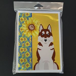Girasoles de verano Red Siberian Husky Pack 8 Whimsical A7 Tamaño 5x7 Tarjetas de notas en blanco con sobres para fines de felicitación - Product Image 3