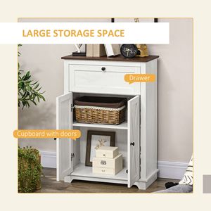 Credenza Bianca Stile Fattoria 23.5"x11.75"x34.5" con Ante e Cassetti per Cucina, Soggiorno, Bar Domestico in Truciolato - Product Image 4