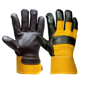 Cowhide Grain Leather Work <b>Gloves</b> Heavy Duty Construction Industries Leather Safety Rigger <b>Gloves</b> - Product Image 1