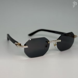 Lunettes de soleil rectangulaires de luxe pour femme, style Hip Hop, entièrement serties de diamants Moissanite à taille ronde - Product Image 2