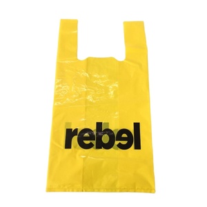 Sacs réutilisables avec logo personnalisé Sacs à provisions durables en plastique PEHD LDPE Sacs en plastique pour supermarché Sacs en plastique pour t-shirt à emporter - Product Image 2
